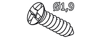 47.575.xxx Awaryjne tytanowe śruby samogwintujące czerwone ⌀ 1,9 mm, 3szt.